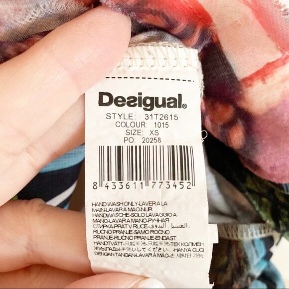 Desigual Viatri Floral Printed Multicolor Tee X Small - Picture 4 of 8